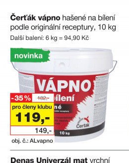 Čerták vápno hašené na bílení