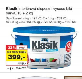 Klasik interiérová disperzní vysoce bílá barva