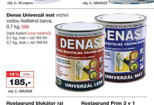 Denas Univerzál mat vrchní vodou ředitelná barva