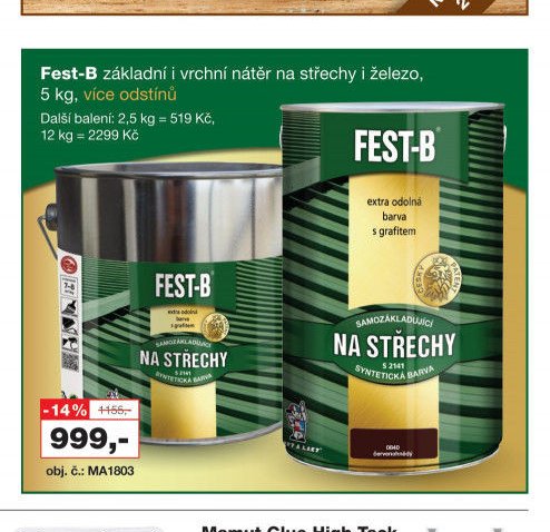 Fest-B základní a vrchní nátěr na střechy a železo