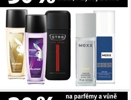 Deodoranty ve skle Mexx, Playboy, STR8