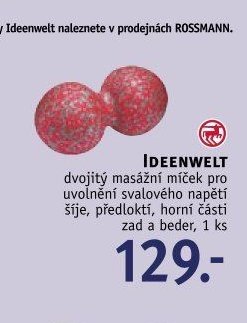 IDEENWELT dvojitý masážní míček pro uvolnění svalového napětí šíje, předloktí, horní části zad a beder, 1 ks