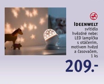 IDEENWELT svítidlo hvězdné nebe: LED lampička s otáčením, motivem hvězd a časovačem, 1 ks