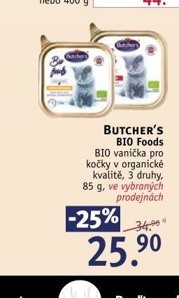 BUTCHER'S BIO Foods BIO vanička pro kočky v organické kvalitě, 3 druhy, 85 g
