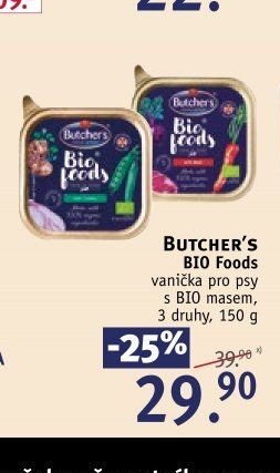 BUTCHER'S BIO Foods vanička pro psy s BIO masem, 3 druhy, 150 g