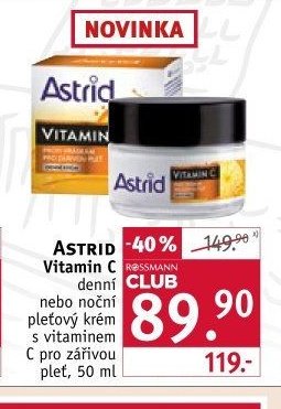 ASTRID Vitamin C denní nebo noční pleťový krém s vitaminem C pro zářivou pleť, 50 ml