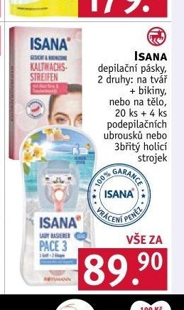 Isana depilační pásky a holicí strojek