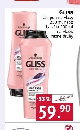 Gliss šampon na vlasy nebo balzám 200/250 ml