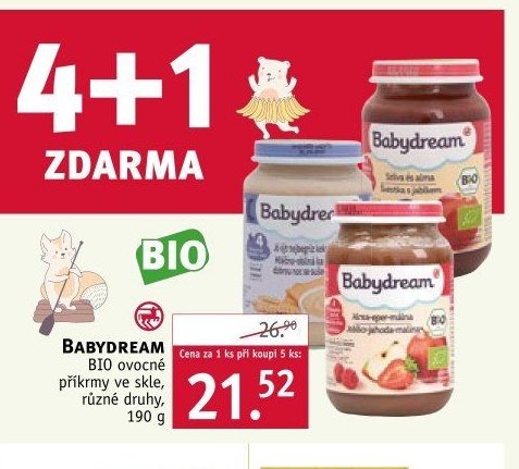 Babydream BIO ovocné příkrmy