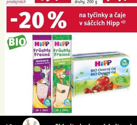 Hipp tyčinky a čaje