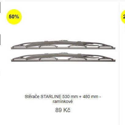 Stěrače STARLINE 530 mm + 480 mm - ramínkové