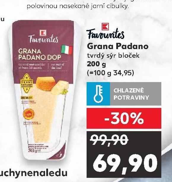 Favourites Grana Padano tvrdý sýr bloček 200 g