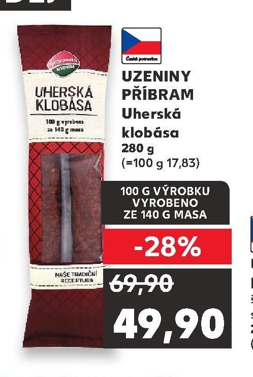 UZENINY PŘÍBRAM Uherská klobása 280 g