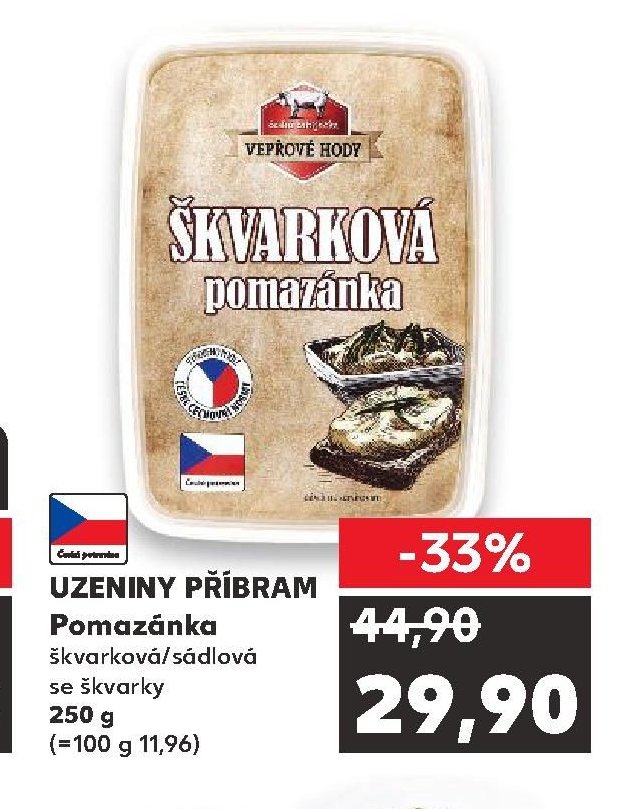 UZENINY PŘÍBRAM Pomazánka škvarková/sádlová 250 g
