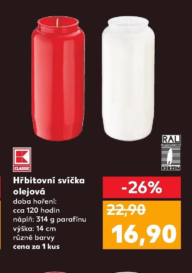 Hřbitovní svíčka olejová