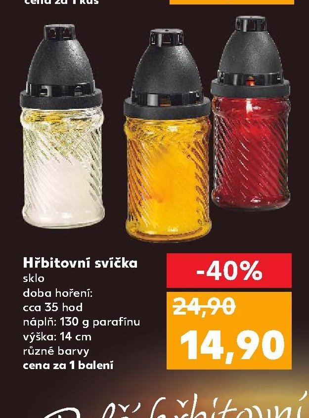 Hřbitovní svíčka sklo