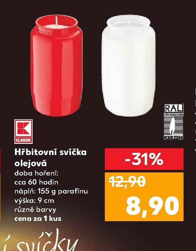 Hřbitovní svíčka olejová