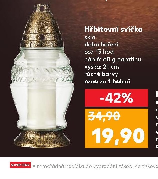 Hřbitovní svíčka sklo