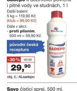 Sadepo k dezinfekci povrchů a pitné vody
