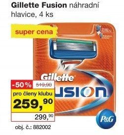 Gillette Fusion náhradní hlavice, 4 ks