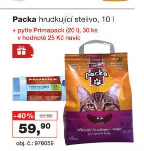 Packa hrudkující stelivo
