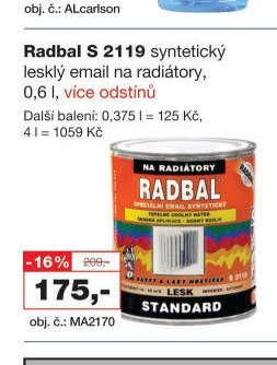 Radbal S 2119 syntetický lesklý email na radiátory, 0,6 l