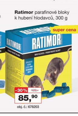 Ratimor parafinové bloky k hubení hlodavců, 300 g