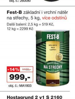 Fest-B základní i vrchní nátěr na střechy, 5 kg, více odstínů