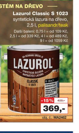 Lazurol Classic S 1023 syntetická lazura na dřevo, 2,5 l, palisandr/teak