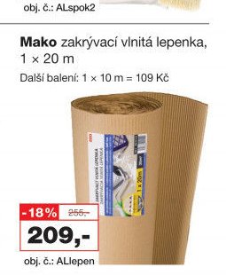 Mako zakrývací vlnitá lepenka