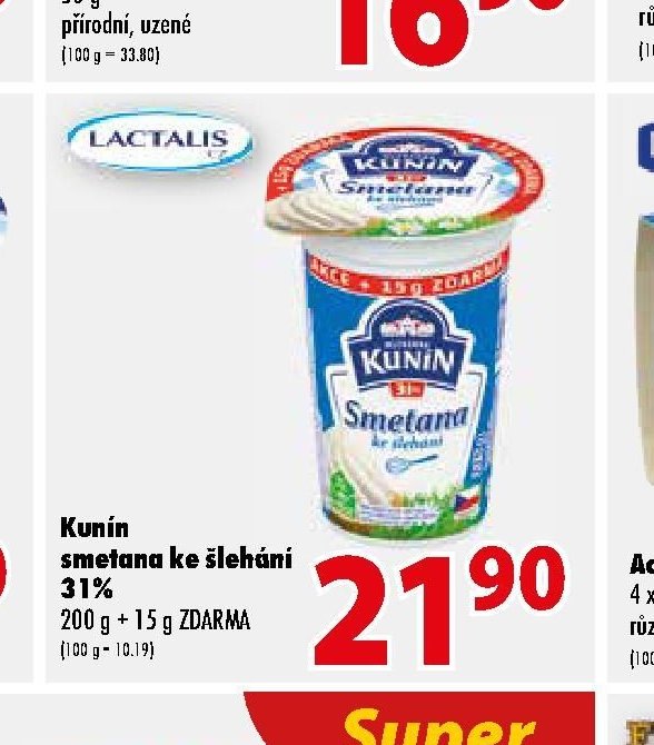 Kunín smetana ke šlehání 31%