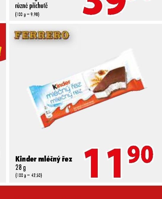 Kinder mléčný řez