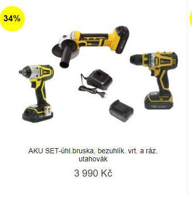 AKU SET-úhl.bruska, bezuhlík. vrt. a ráz. utahovák