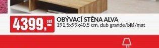OBÝVACÍ STĚNA ALVA 191,5x99x40,5 cm, dub grande/bílá/mat