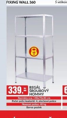 REGÁL BEZŠROUBOVÝ HOMMY