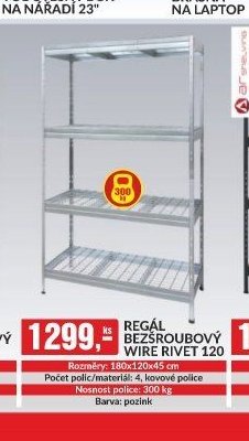 REGÁL BEZŠROUBOVÝ WIRE RIVET 120