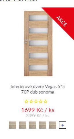 Interiérové dveře Vegas 5*5 70P dub sonoma