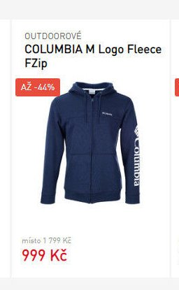 OUTDOOROVÉ COLUMBIA M Logo Fleece FZip