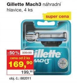 Gillette Mach3 náhradní hlavice, 4 ks