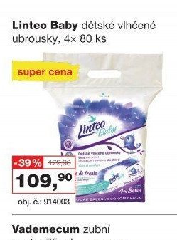 Linteo Baby dětské vlhčené ubrousky, 4x 80 ks