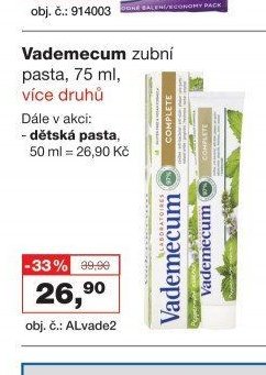 Vademecum zubní pasta, 75 ml, více druhů