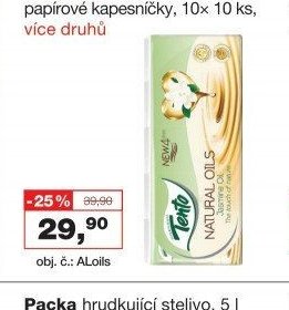 Tento Natural Oils 4vrstvé papírové kapesníčky, 10x 10 ks, více druhů