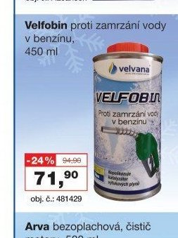 Velfobin proti zamrzání vody v benzínu, 450 ml