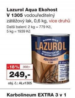 Lazurol Aqua Ekohost V 1305 vodouředitelný zátěžový lak, 0,6 kg, více druhů