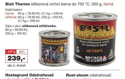 Bisil Thermo silikonová vrchní barva do 700 °C, 350 g, černá