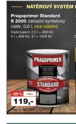 Pragoprimer Standard S 2000 základní syntetický nátěr, 0,6 l