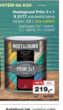 Hostagrund Prim 3 v 1 S 2177 pololesklá barva na kov, 0,6 l