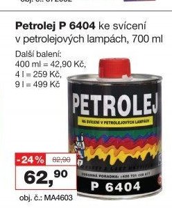 Petrolej P 6404 ke svícení v petrolejových lampách, 700 ml