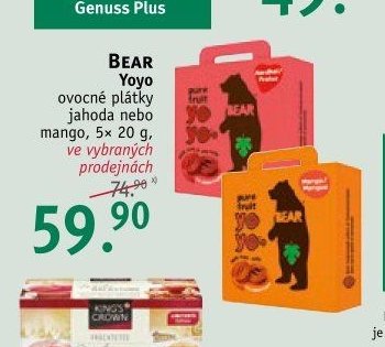 BEAR Yoyo ovocné plátky jahoda nebo mango