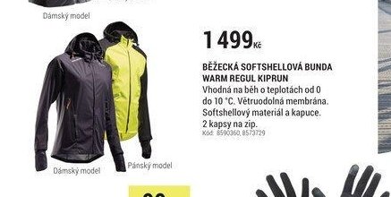 BĚŽECKÁ SOFTSHELLOVÁ BUNDA WARM REGUL KIPRUN